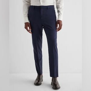 Sooo cute! Extra slim navy wool-blend modern tech suit pant.